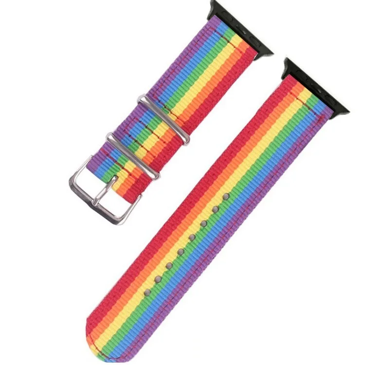 The NewFashion WovenNylon Bracelet Straps for iWatch 1/2/3/4 Apple Watch 38 / 42mm Fabric Strap Tape with Link Connector Adapter