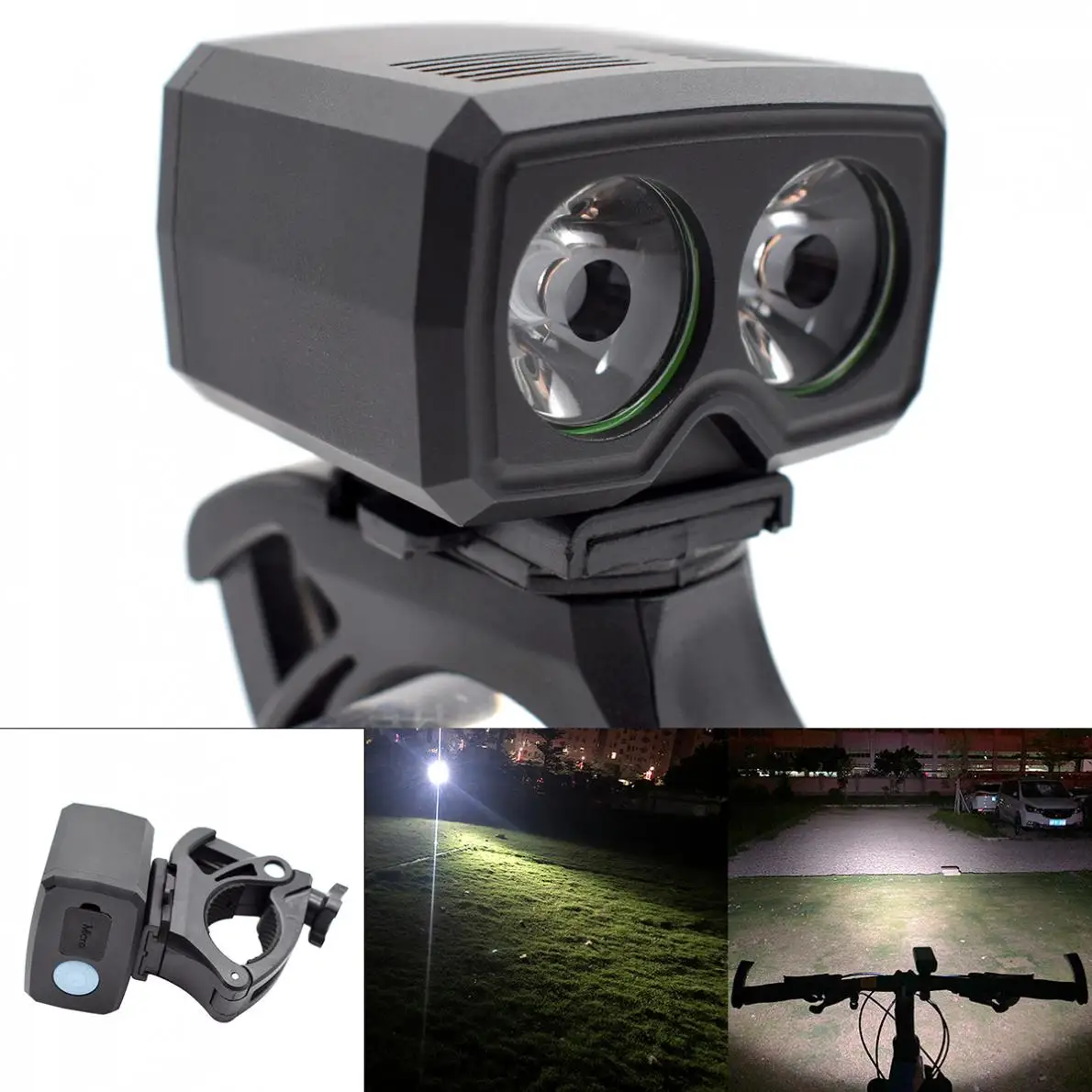 

Y15 Mini 2 LED USB Rechargeable Mountain Bike Headlight Riding Equipment Accessories Warning Light with 5 Modes for Bicycle
