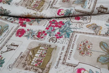 

free ship for 5 meters 95%cotton & 5% viscode 150cm wide tolie fabric vintage print for cushion,bag,table cloth,napkin,tea towel