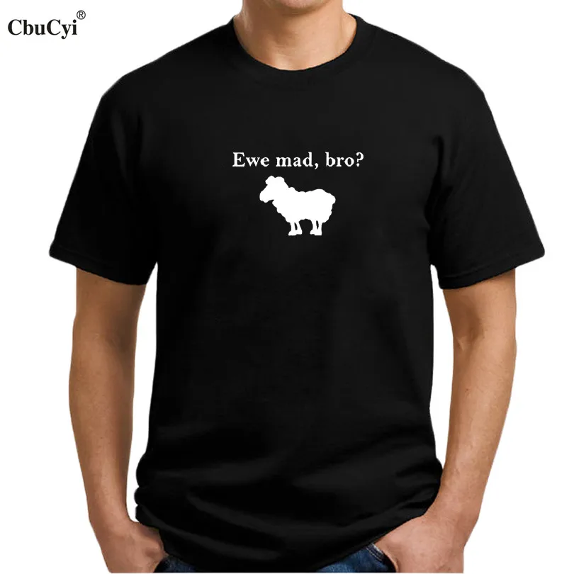 

Ewe mad bro sheep T Shirt Funny Graphic Tee Shirt Homme Mens Fashion T-shirt Cotton Short Sleeve Cartoon Printed tshirt