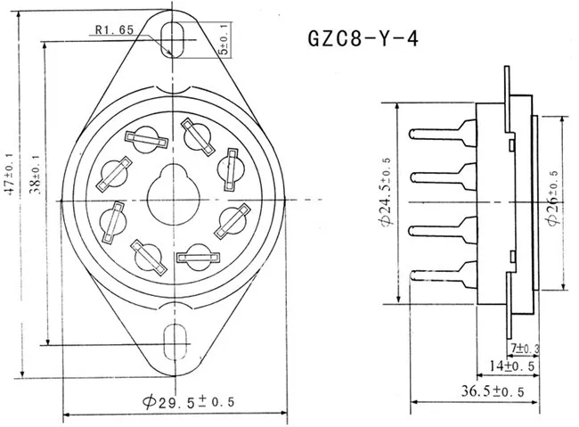 8 шт керамическая трубка розетка GZC8-Y-4 8 pin Посеребренная электронная трубка розетка для KT88/6550/EL34
