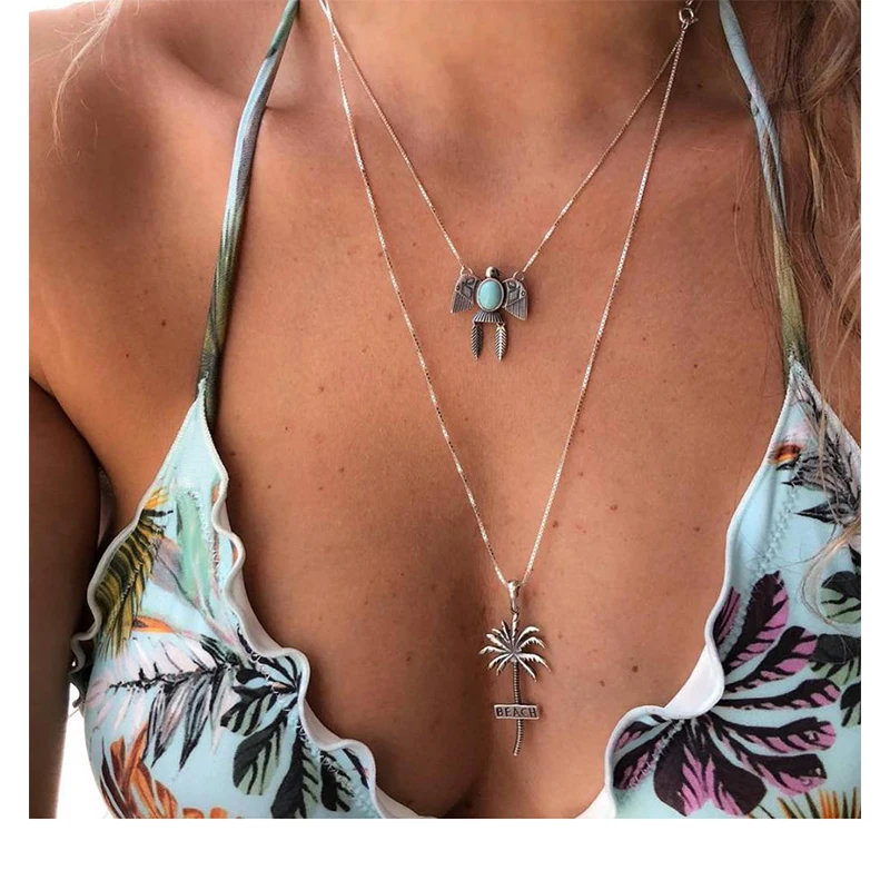

High quality Bohemian Body Jewelry 2019 new fashion Hawaiian fruit tree jewelry Double layer multi-layer necklace wholesale