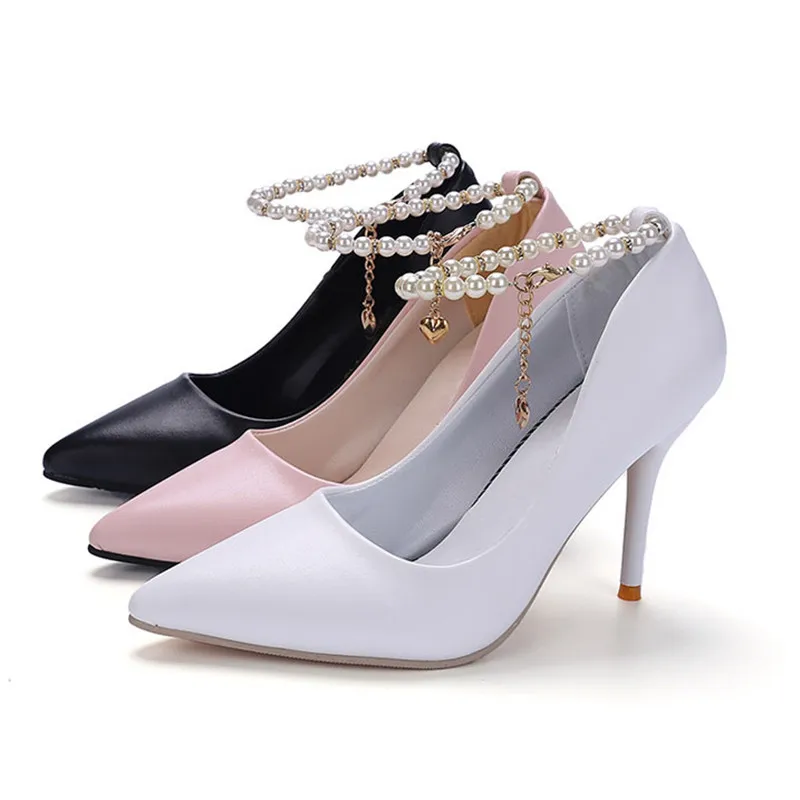 rosado Y Altos Impermeable Lss Decoración Cm Talones blanco 10 Cadena Mujer El Primavera Con 9996 Zapato 328 Negro Señaló Verano Zapatos wIFgPH
