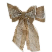 100 шт./упак. джутовый пояс для стульев с кружевом " x 94" сшитый край потертый шикарный свадебный Декор-деревенские ленты для свадебных стульев банты