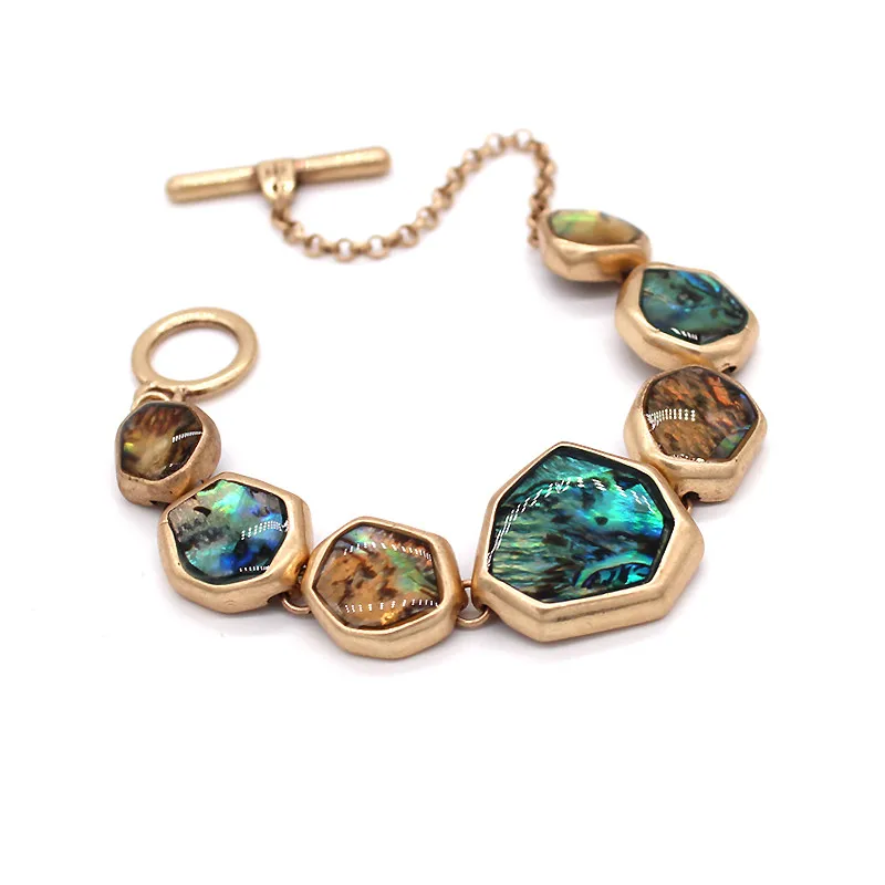 Крыло yuk tak геометрический винтажный браслет в виде ракушки для женщин богемные очаровательные браслеты Femme ювелирные изделия подарок - Окраска металла: Gold