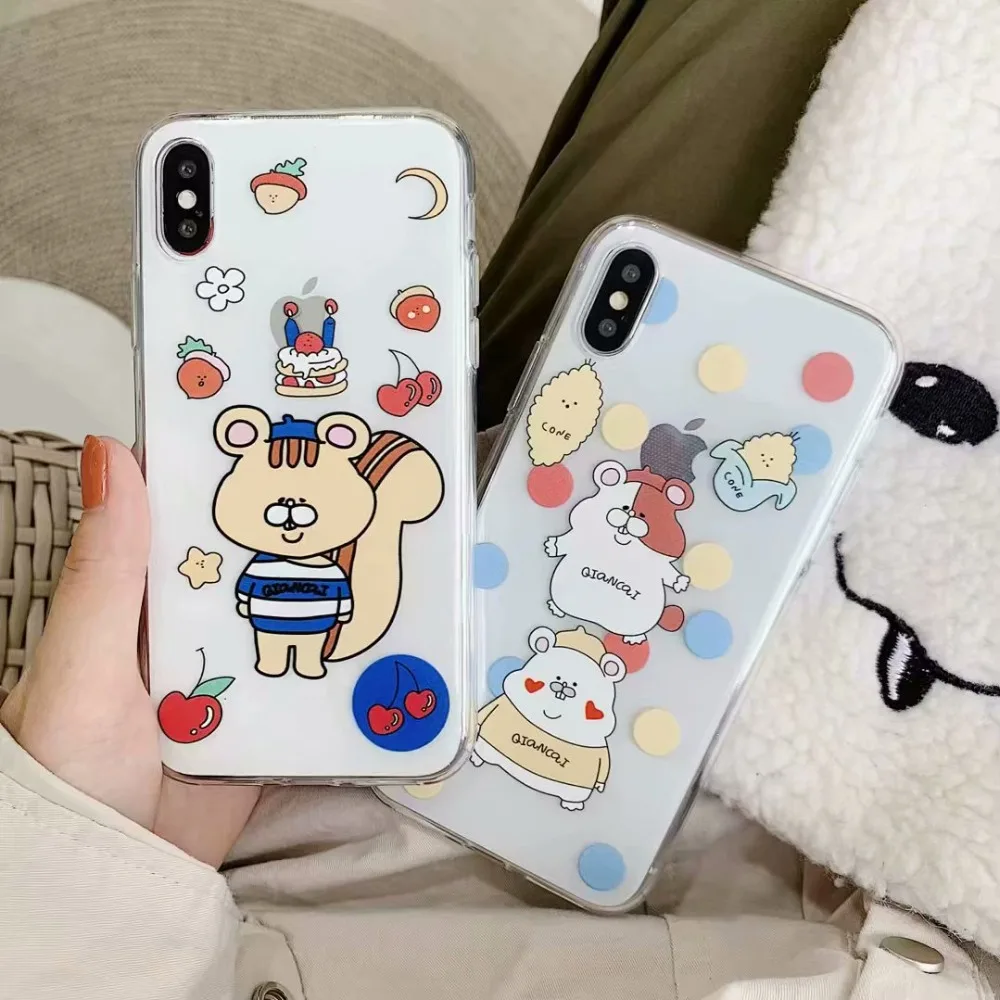 

ORYKSZ Cartoon Bear Transparent Phone Case For iphone XR Case For iphone X XS MAX XR 6 7 8 Plus Back Cover Silicone Cases Coque