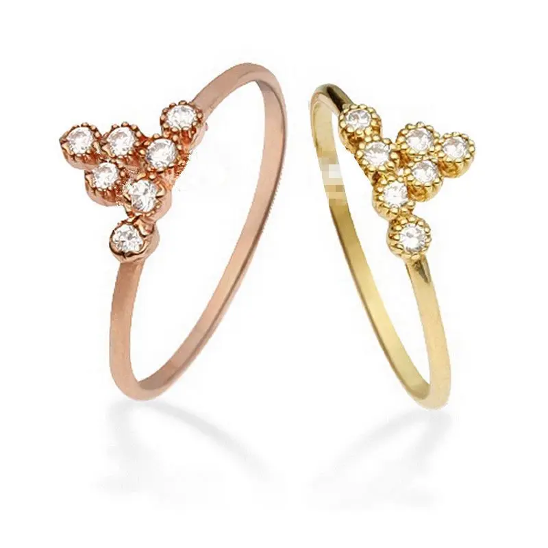 

Solid 14k Rose Gold Solid 14k Yellow Gold Natural Diamonds Ring Engagement Wedding Band Women Fine Jewelry Trendy R14K Y14K