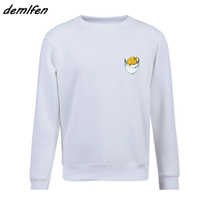 

New Brand Pullover Fleece Hoodie Mens Adventure Time Sweatshirt Casual Jake In Pocket Clothes Hip Hop Coat Tops