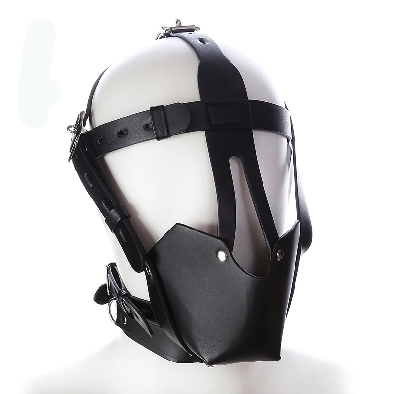 

Hospital nurse cospaly Mask Hood Head Harness Muzzle Restraints ,Mouth Gag &Collar Hood Strap System ,Leather Face Mask