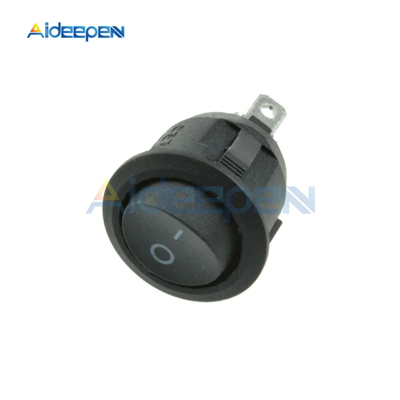 AC 250V 6A 125V 10A Mini 3 Pin Светодиодный светильник выключатель автомобиля Лодка Круглый Рокер ON/выкл кнопка переключения переключатель синего, желтого, красного, зеленого и черного цвета для девочек - Цвет: round Black 2 files