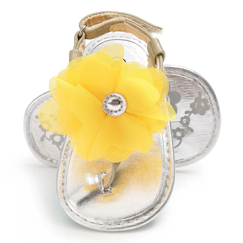 Для новорожденных Сандалии для девочек принцесс детские дети девушка большой цветок милый PU летние Обувь розовый желтый черный, белый цвет