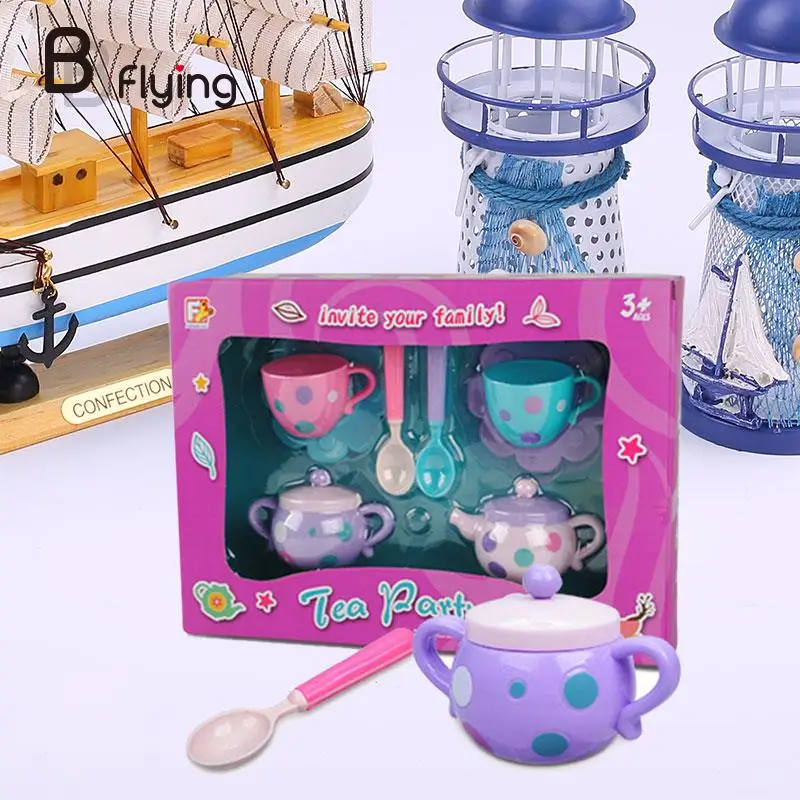 Plastic Simulation Tea Set Pretend Play Interactive Toy For Children 8PCS/Box