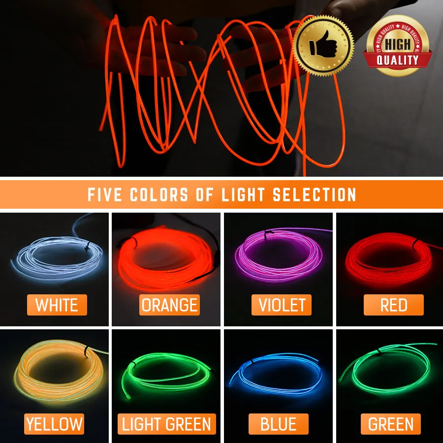 

LED Neon Cord Led 3V Wire Light Strip Led Flexible Light Line 3M 5M AA Battery Powered Waterproof High Brightness Luminous Line