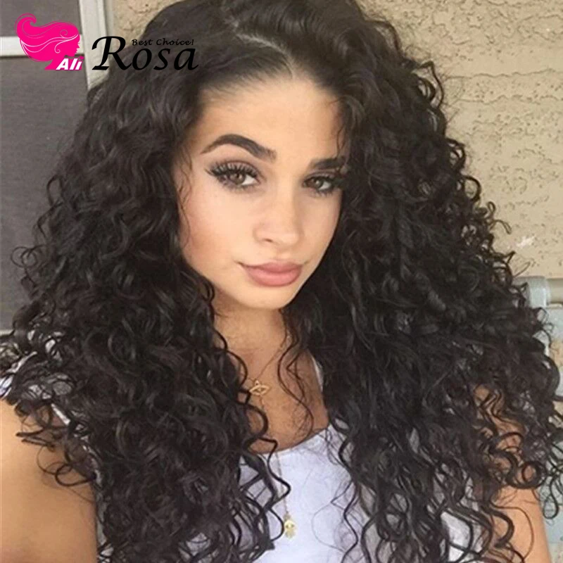 Glueless Full Lace Human Hair Wigs With Baby Hair Indian Virgin Hair Deep Curly Lace Front Human