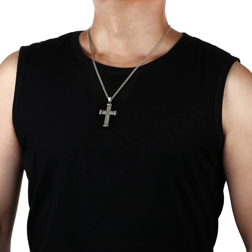 Ожерелья-цепочки из нержавеющей стали модного серебристого цвета для мужчин, подвески и ожерелья с крестом, женские Металлические Модные ювелирные изделия, подарок NC024