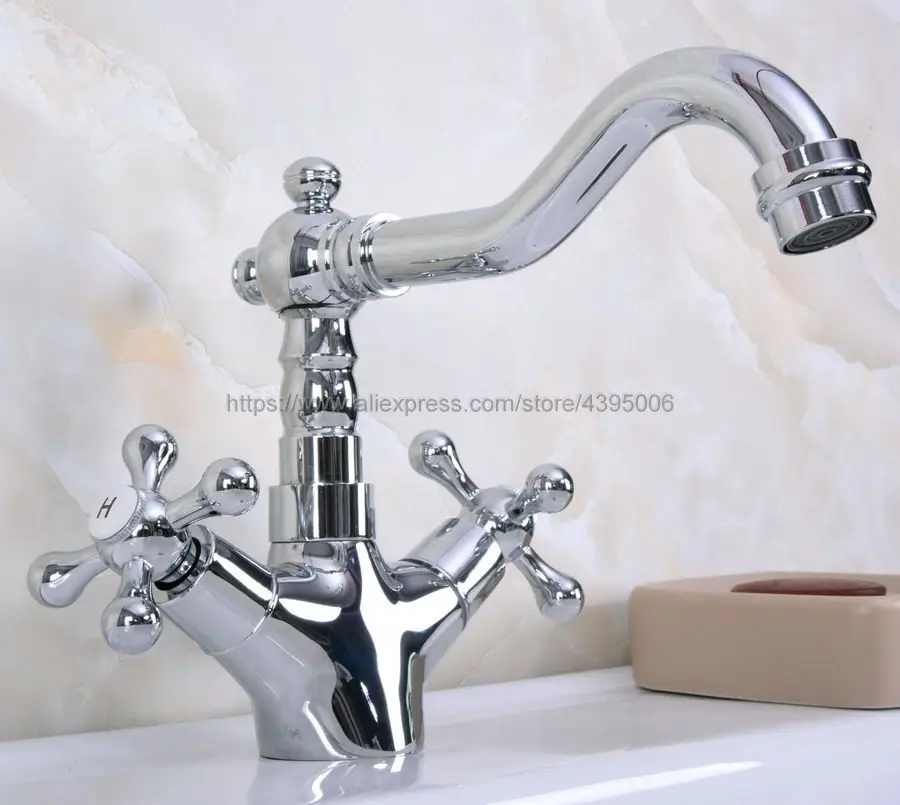 

Polished Chrome Double Handle Bathroom Vanity Sink Faucet Basin Faucet Deck Mount Mixer Tap Bnf918