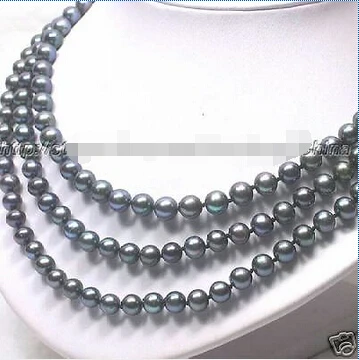 

HOT## Wholesale >>>> ROUND 51" 7-8MM BLACK SINGLE CULTURED PEARL NECKLACE