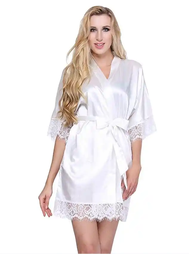 plus size satin bridal robe