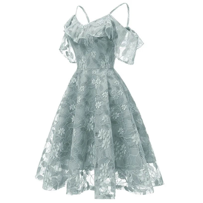 A line Dress Women Vintage Sexy Dress Princess Floral Lace Dress Solid Party Dresses Vestidos Verano 2018 Wholesales 40AT272