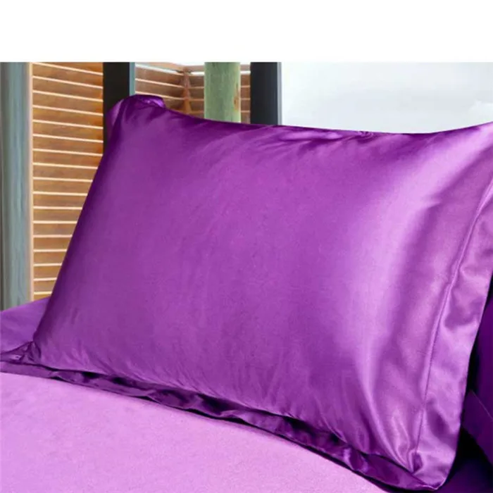 50*70 см сплошной шелк цвета атласная наволочка мульти Цвет из ткани, имитирующий шелковая подушка queen Стандартный один наволочки Декор для дома - Цвет: Purple
