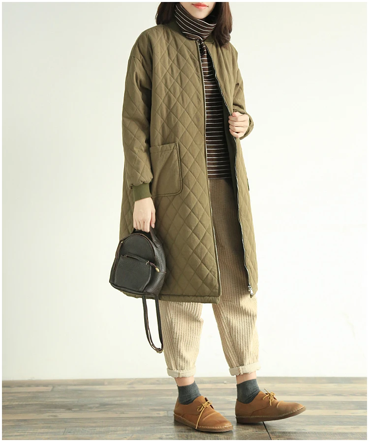 TongKou зимнее Свободное длинное стеганое пальто, Женское пальто большого размера, плотный клетчатый бейсбольный хлопковый костюм с воротником