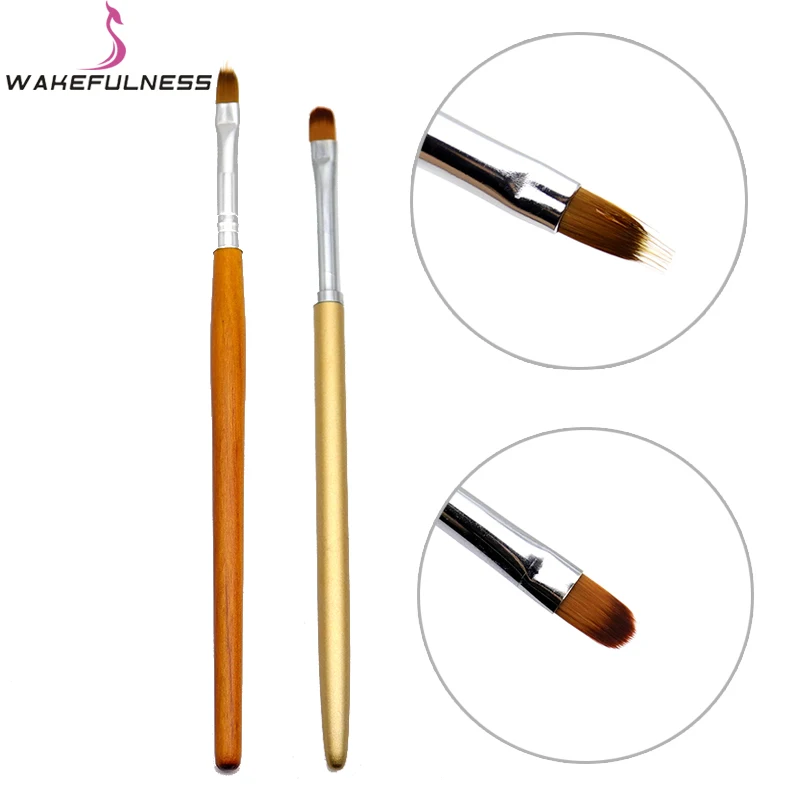 

WAKEFULNESS Kolinsky Nail Brush Crimped for Acrylic Powder Red Wood Handle UV Gel Nail Paint Brush Pen Manicure Tools