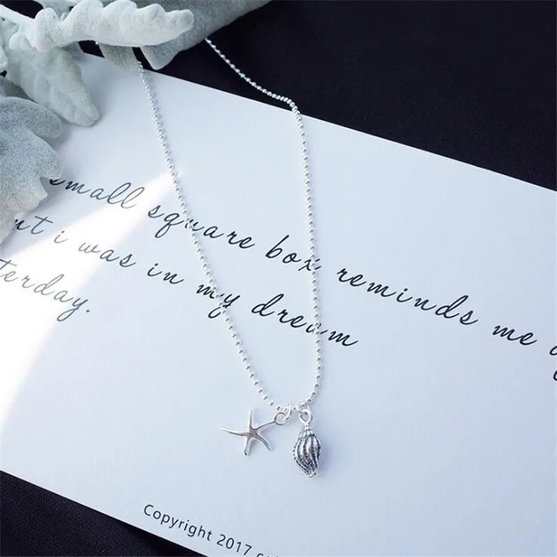 Креативный свежий дизайн милые морские звезды ретро ювелирные изделия 925 пробы серебряные индивидуальные раковины популярные женские подвески ожерелья N437