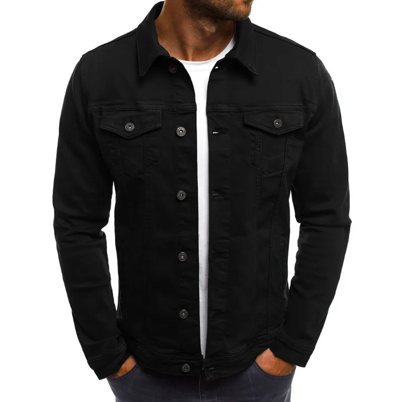 

Men's Autumn Winter Button Solid Color Vintage Denim Jacket Tops Blouse Coat men hoodies cotton sweatshirts hood #EW