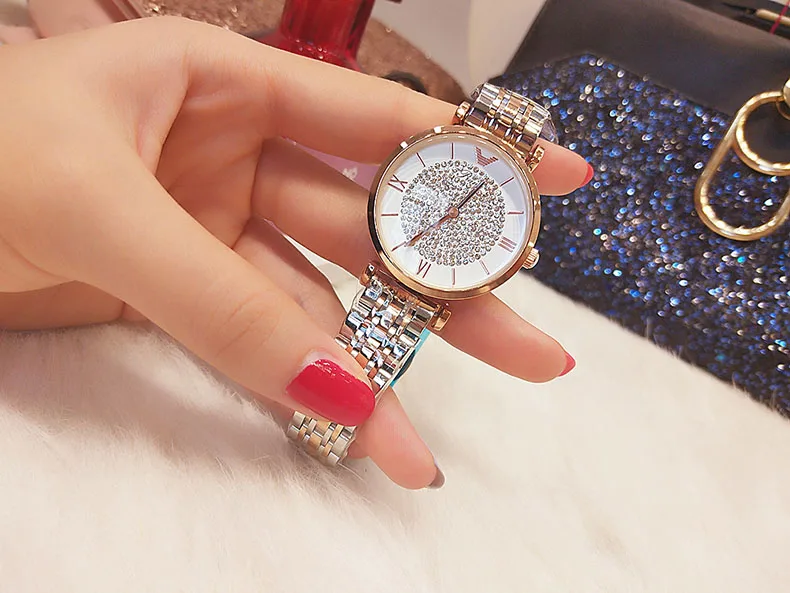 Женские часы, роскошные Брендовые женские наручные часы с кристаллами, модные стальные часы для женщин, Relogio Feminino