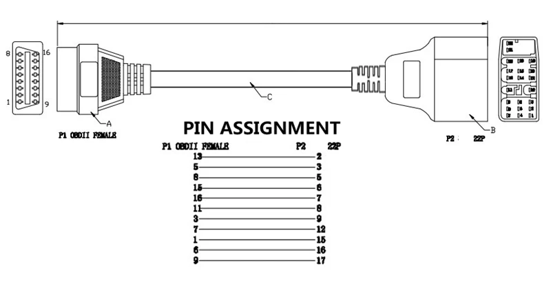 Топ OBD OBD2 диагностический разъем 22 Pin до 16 Pin для Toyota 22PIN OBDII Кабельный адаптер