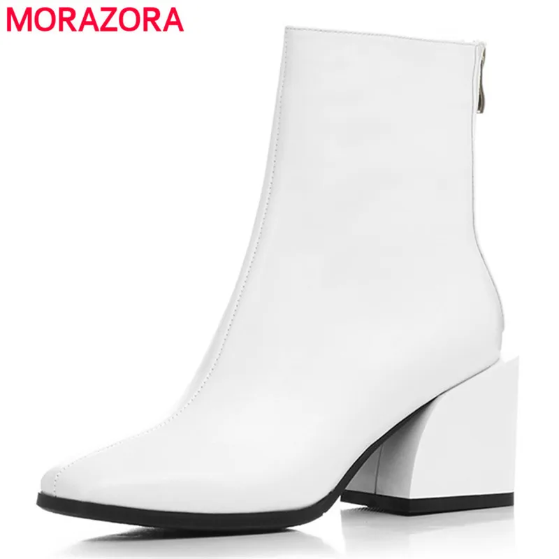 MORAZORA/ г.; обувь из натуральной кожи наивысшего качества; женские ботильоны; ботинки «Челси» на квадратном каблуке на молнии; модная женская модельная обувь