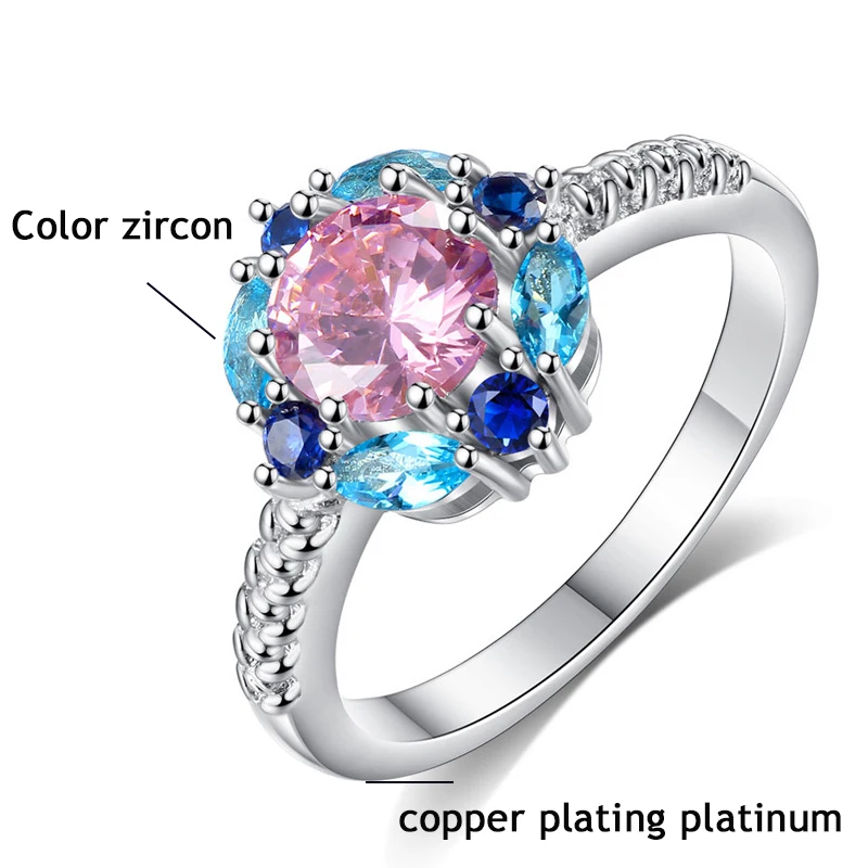 Модное красочное обручальное кольцо с кристаллами и цирконием для женщин, дизайнерские серебряные женские обручальные кольца, ювелирные изделия с австрийскими кристаллами, подарок