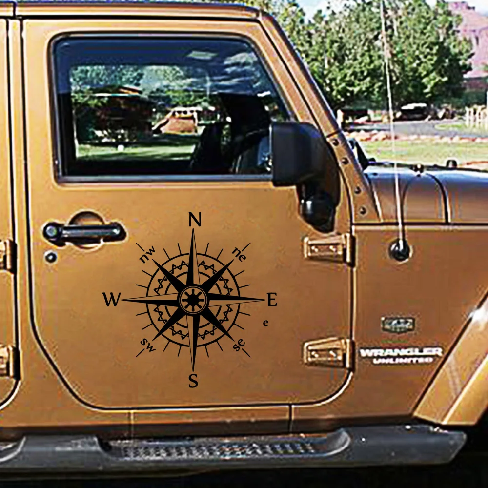 

Cute Compass Car Wrap Creative Car Door Handle Decals Dual Color Design Stickers Vinyls Decals