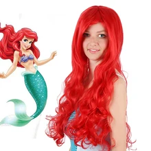 Hot Anime The Little Mermaid Princess Ariel Cosplay Wig Halloween Play Wig Party Stage High Quality Red Long Hair