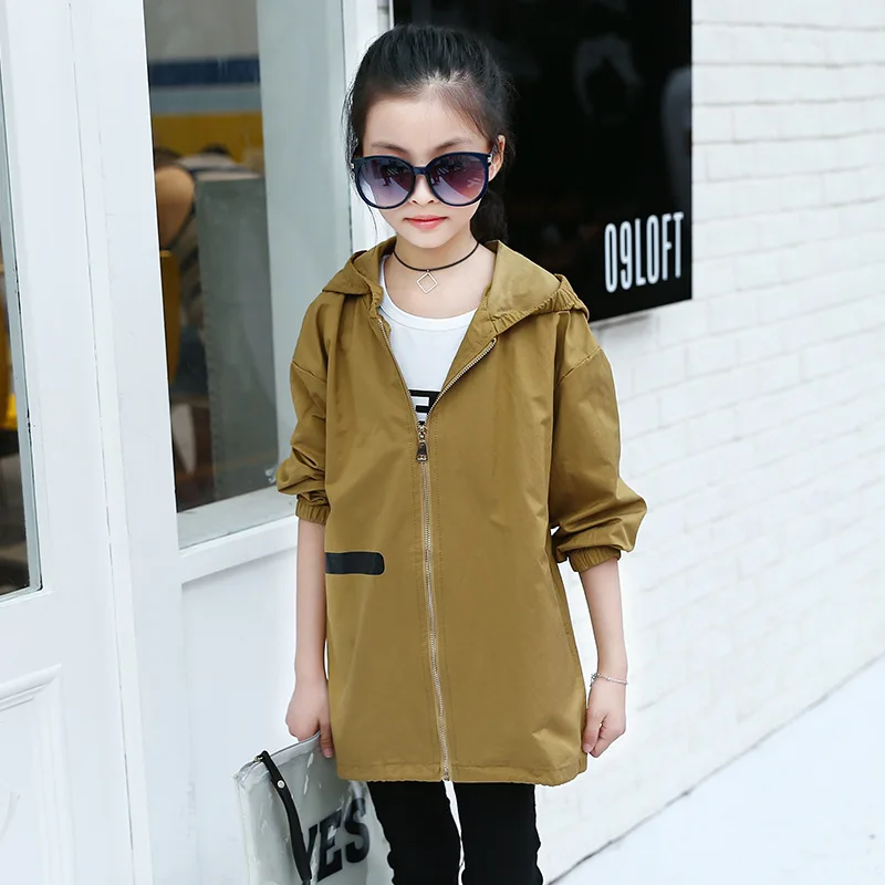 kids long trench coat girls spring 2018 hooded children jackets for