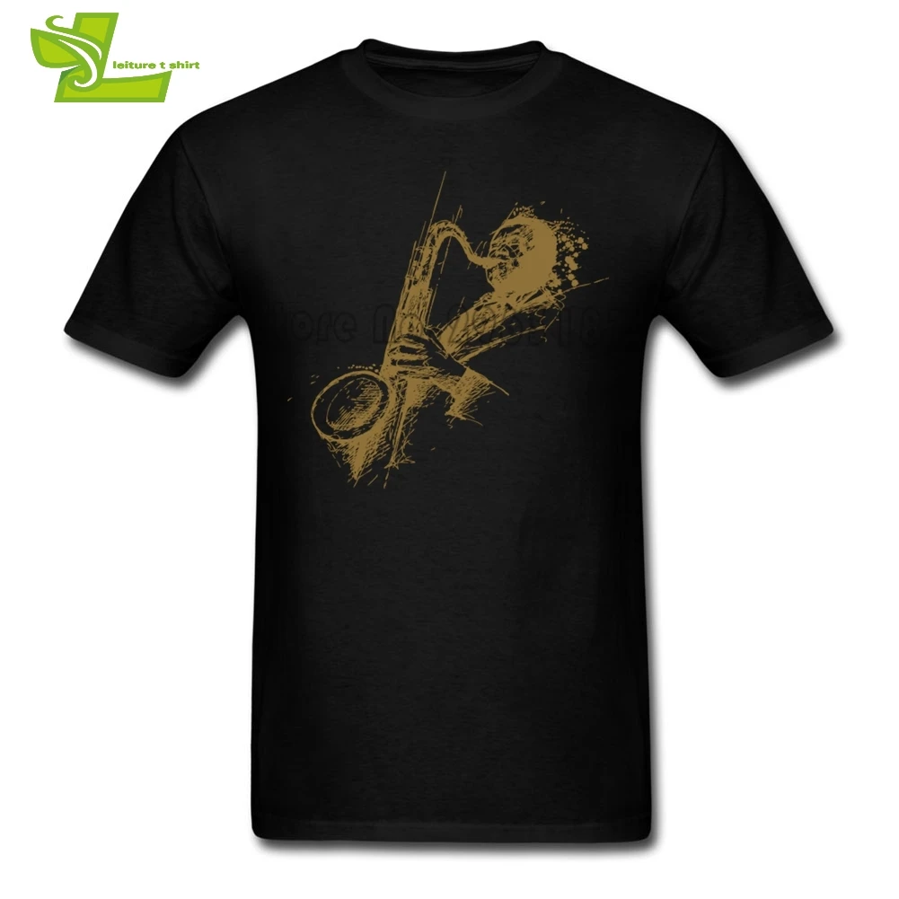 A Sax T Shirt Guys New Unique Camisetas Popular Exercise Loose T-Shirt Man Short Sleeve Round Neck Club Teenboys Clothing | Мужская