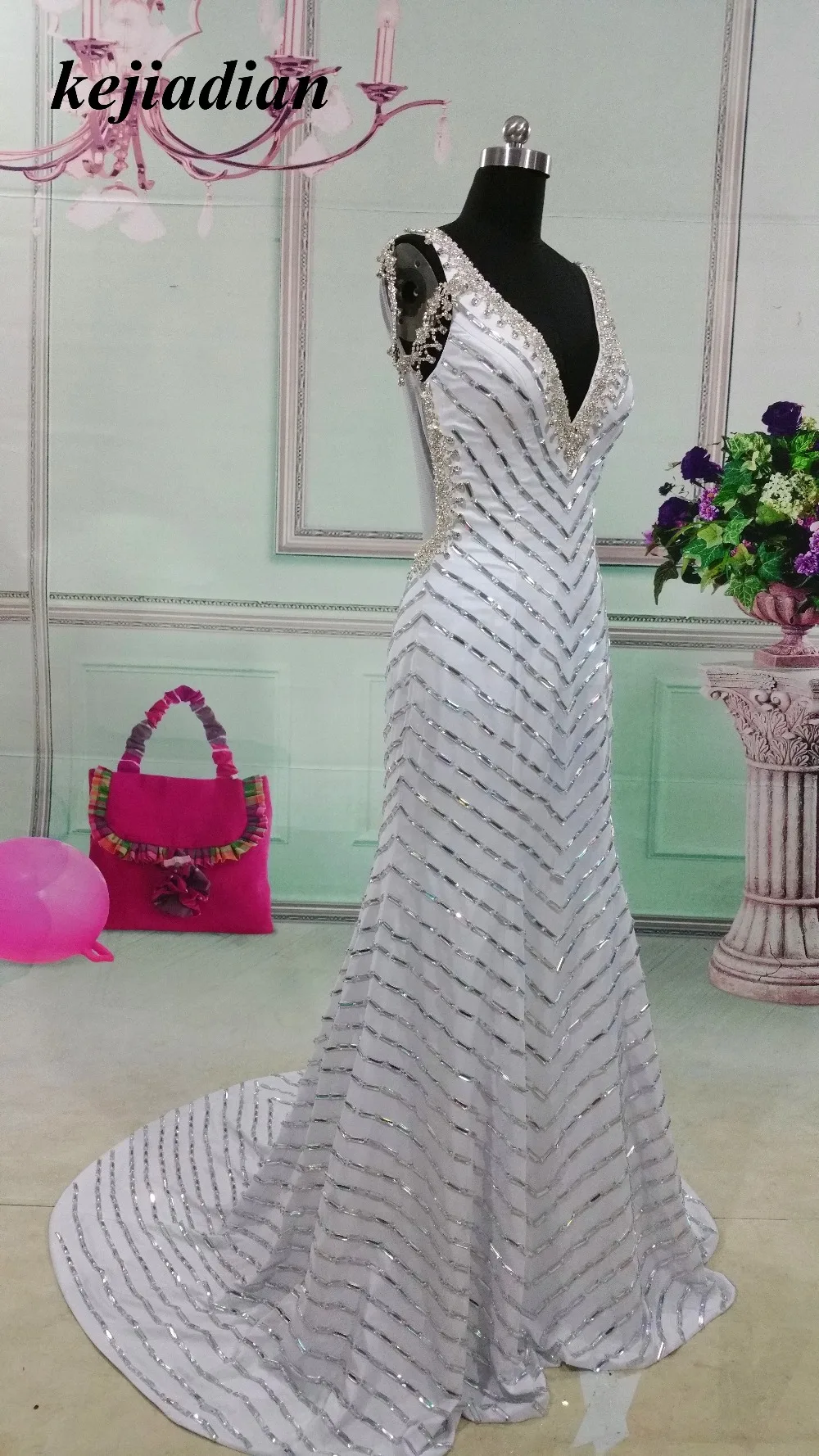 Robe de mariage блестящие Роскошные пикантные Свадебные платья русалки с кристаллами V образным вырезом Свадебные платья на прокат Vestido longo