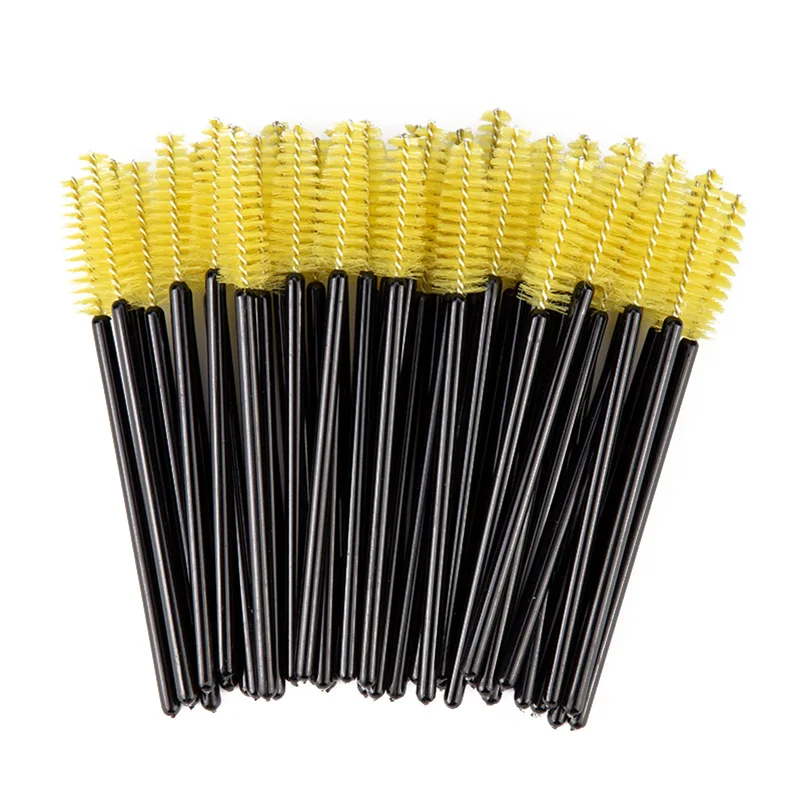 Zwellbe 50 шт./упак. Хорошее качество одноразовые ресниц макияж кисти Мини палочки с кисточкой для туши для наращивания ресниц инструмент - Цвет: Yellow Black