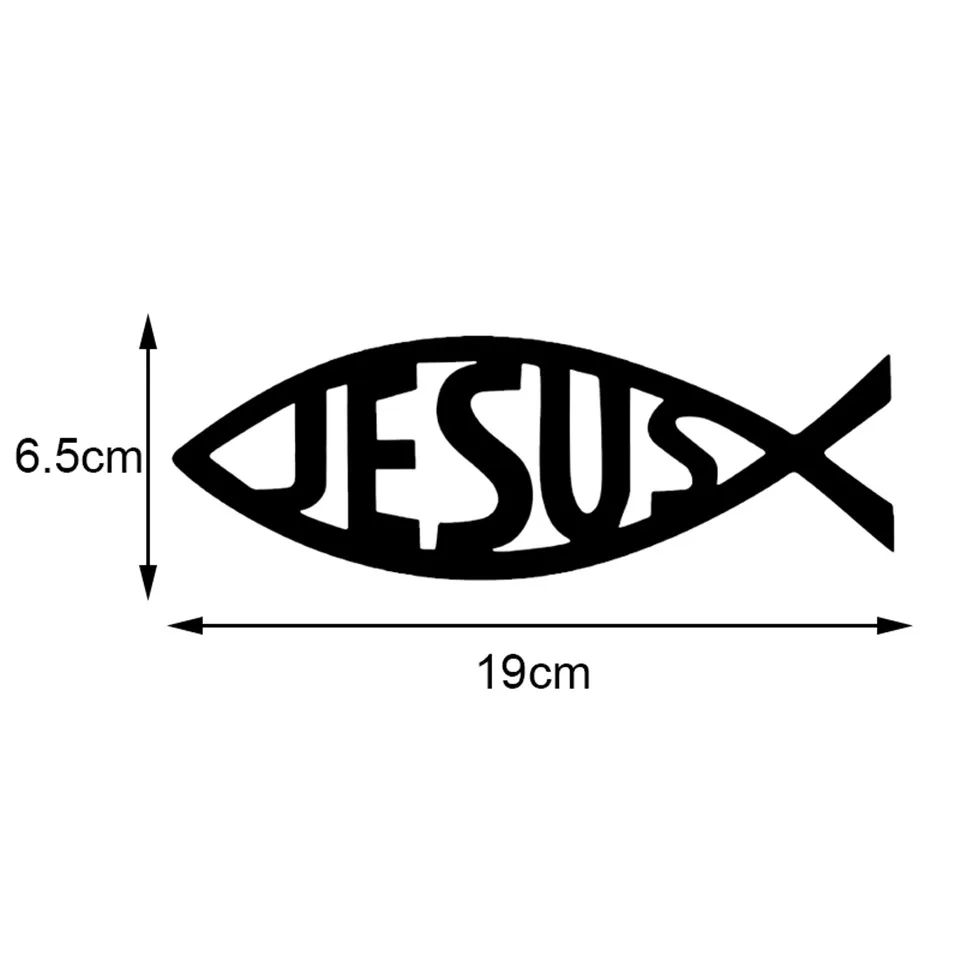 196.5CM JESUS Fish Personality Reflective Vinyl Car Stickers Decals Motorcycle Accessories BlackSilverLaser (1)