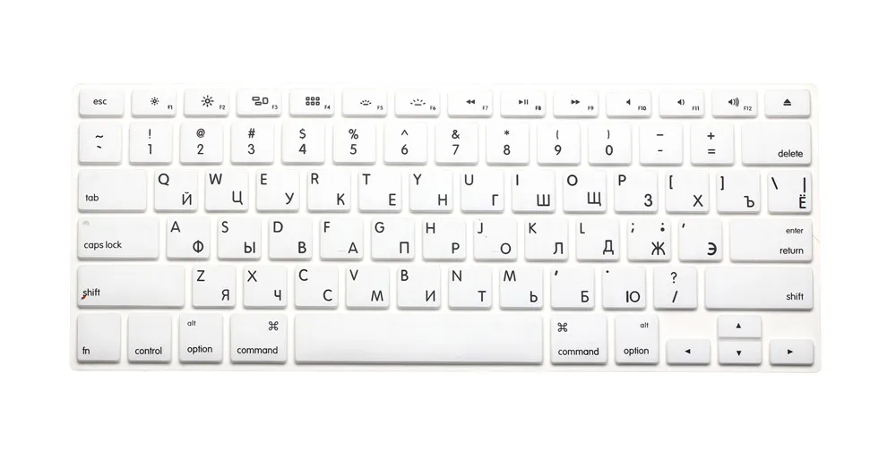 Для Macbook Air Pro retina 13 15 силиконовый компьютер русский протектор продвижение США RU рус русская буква Клавиатура Чехол Для iMac - Цвет: White