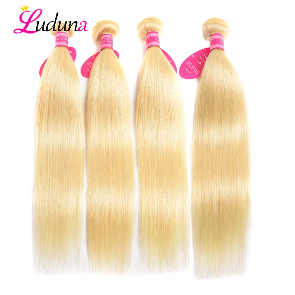 

Luduna 613 Blonde Straight Hair Bundles Brazilian Hair Weave Bundles 100% Human weaving Remy Hair Extensions 4 Pcs/Lot