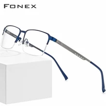 FONEX, сплав, оправа для очков, Мужские квадратные очки для близорукости по рецепту,, новинка, металлическая полуоправа, оптическая оправа, Безвинтовые очки 8842