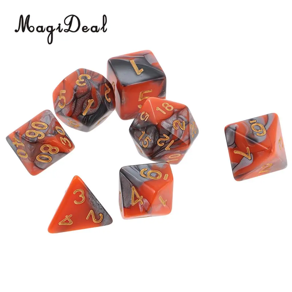 MagiDeal 7Pcs/Lot Acrylic Polyhedral Dice 16mm for Dungeons and Dragons Table Games Family Party Club Bar Funny Toys 6 Colors