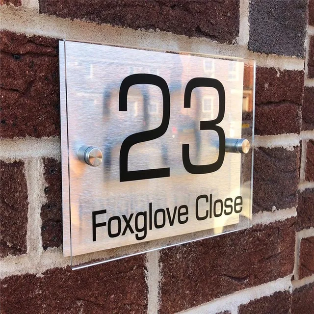 Customized Transparent Acrylic Plaques House Sign Door Number Plates with Aluminum Composite Plastic Panel 1