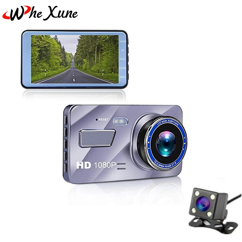 

WHEXUNE 4" IPS Dual Lens Car Dash Cam FHD 1080P Dashboard Camera with G-Sensor Parking Monitor WDR Loop Recording Night Vision