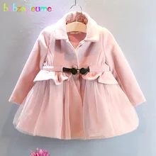 2-6Years/Spring Autumn Baby Girls Wool Coats And Jackets Pink Cute Princess Children Clothing Outerwears For Kids Clothes BC1079