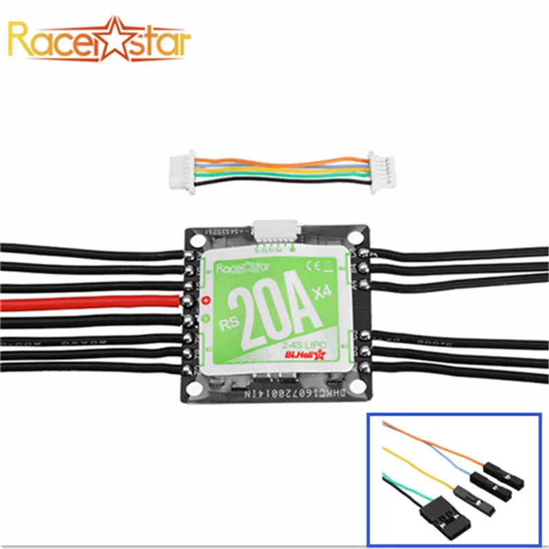 

Racerstar RS20A x 4 20A 4 in 1 Blheli_S Opto ESC 2-4S Support Oneshot42 Multishot for FPV Racer Quadcopter Racing Drone DIY