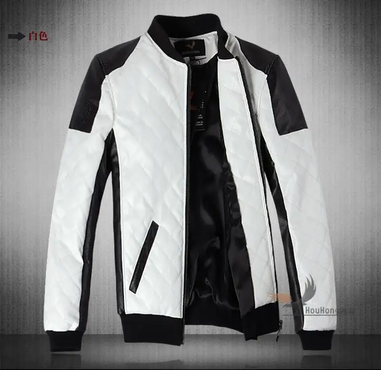 new men Lether Jackets men black white winther Leather Jaquetas Jackets coat Men Men's Winter Leather & Suede large Jacket