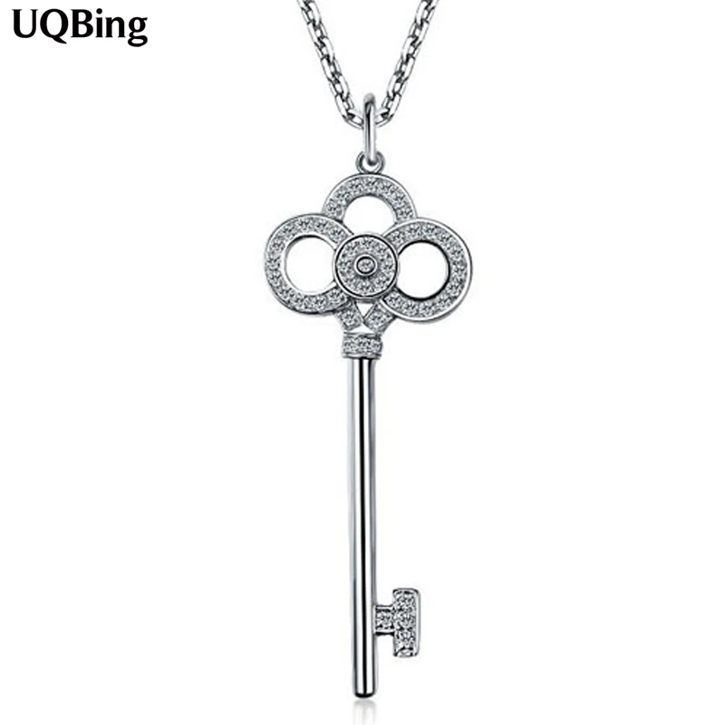 

Brand Jewelry 925 Sterling Silver Crystal Charm Key Pendant Colgante Pingente de plata
