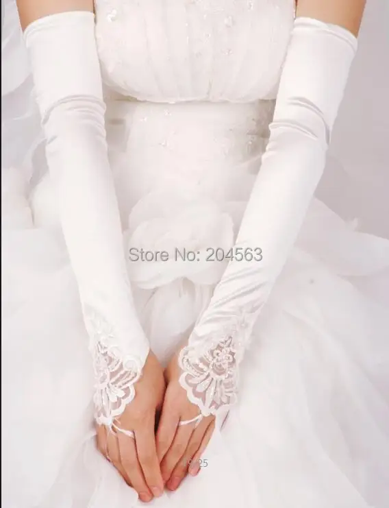Простые Свадебные перчатки без пальцев Свадебные перчатки с разноцветный из бисера Свадебные аксессуары